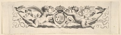 Bandana: Dois bebês com os braços da França e Navarra. de Claude Mellan