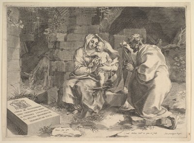 Sagrada Família Descanse na Fuga para o Egito, 1635. de Claude Mellan