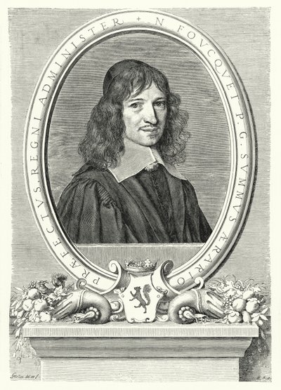 Nicolas Fouquet, Superintendente de Finanças na França sob Louis XIV (gravura) de Claude Mellan