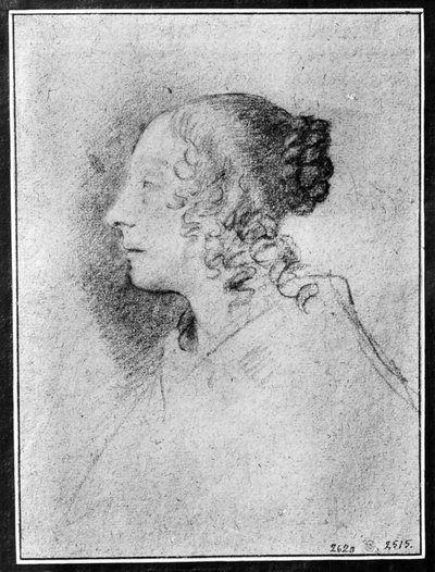 Mulher desconhecida, perfil à esquerda de Claude Mellan