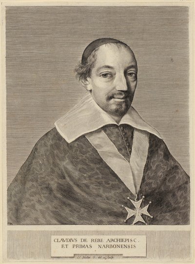 Retrato de Claude de Rebé, arcebispo de Narbonne de Claude Mellan