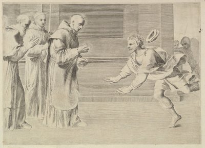 São Guilherme, duque de Aquitânia, convertido por São Bernardo. de Claude Mellan