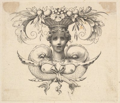Tail-piece: Womans Head Cul-de-lumière: Busto de uma mulher. de Claude Mellan