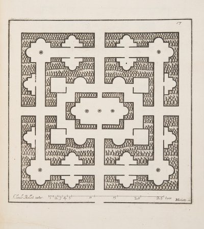 Design para Parterre, do Theatre des Plans et Jardinages, pub.1652 (gravura) de Claude Mollet