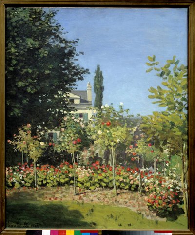 Um jardim de flores em Sainte Adresse. Pintura de Claude Monet (1840-1926) de Claude Monet