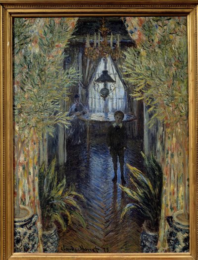 Um canto do apartamento Vista interior com o filho (Jean) e a esposa (Camille Doncieux) do artista do apartamento em Argenteuil. Pintura de Claude Monet (1840-1826). 1875 Sol. 0,8x0,6 m Paris, Musee d
