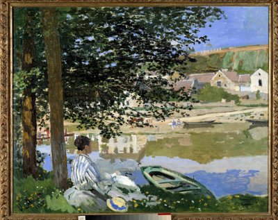 À beira da água em Bennecourt de Claude Monet