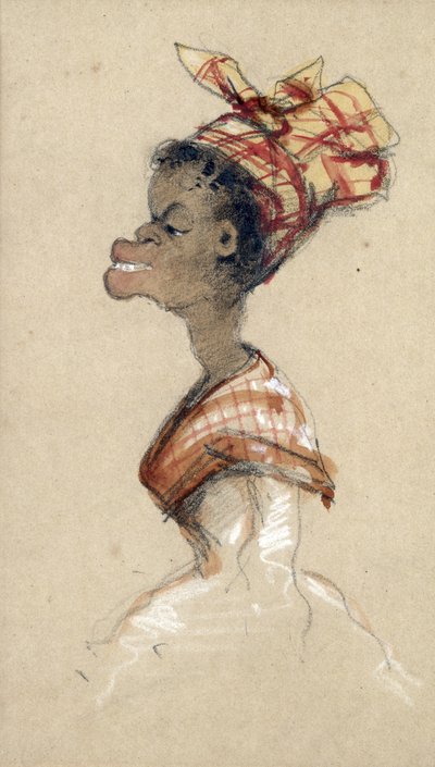 Mulher negra vestindo um lenço na cabeça, 1857 (carvão e wc no papel) de Claude Monet
