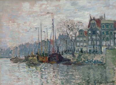 Vista do Prins Hendrikkade e do Kromme Waal em Amsterdã. 1874 de Claude Monet