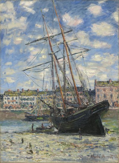 Barco ancorado na maré baixa de Claude Monet