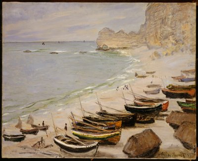 Barcos na praia de Etretat, 1883 de Claude Monet
