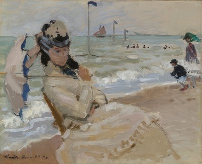 Camille na praia de Trouville. 1870 de Claude Monet
