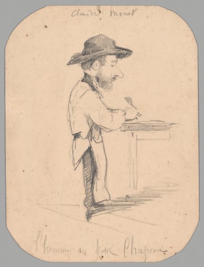 Caricatura de um homem de chapéu pequeno de Claude Monet