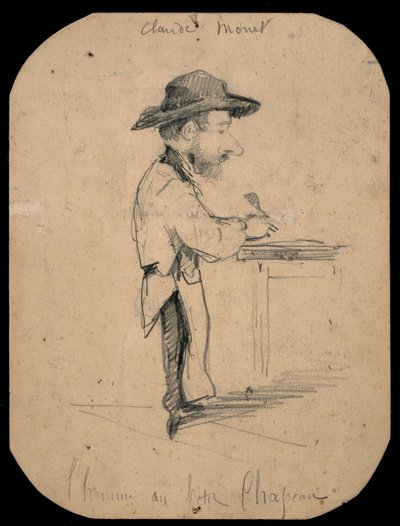 Caricatura de um homem com um chapéu pequeno de Claude Monet