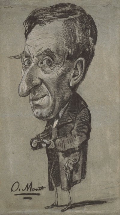 Caricatura de um homem com uma caixa de rapé de Claude Monet