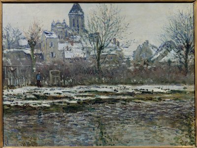 Efeito da neve em Vetheuil ou "Eglise de Vetheuil, neige" Pintura de Claude Monet (1840-1926) 1878/79. Dim. 0,53 x 0,71m. Paris, Musee d