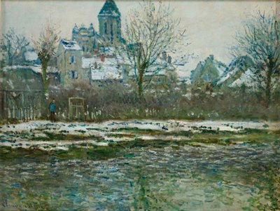 Efeito da neve em Vétheuil ou Igreja de Vétheuil, 1878-1879. de Claude Monet