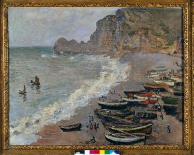 Etretat: a praia e a porta de Amont de Claude Monet