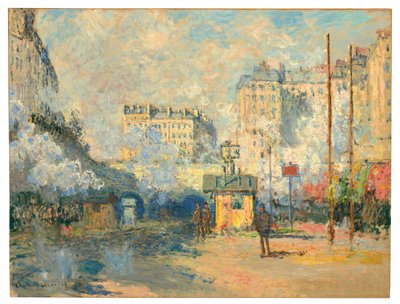 Exterior da estação Saint-Lazare, efeito da luz solar, 1877 de Claude Monet