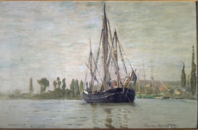 Caça-marise francês na âncora (perto de Rouen) - óleo sobre tela de Claude Monet