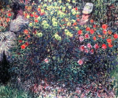 Meninas em uma massa sólida de dálias, 1875 de Claude Monet