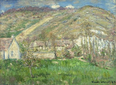 Hamlet nos penhascos perto de Giverny; Hameau de Falaises pres Giverny, 1885 de Claude Monet