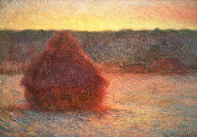 Montes de feno no por do sol, tempo gelado, 1891 de Claude Monet