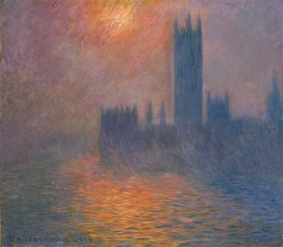 Casas do parlamento. Sunset, 1900-1901. de Claude Monet