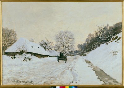 O carrinho. Estrada sob a neve em Honfleur de Claude Monet