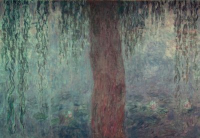 Lírio d&39;água com salgueiro, salgueiro da manhã de Claude Monet