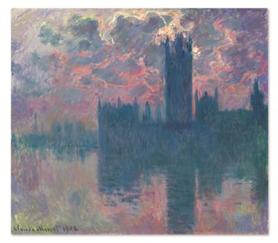 Le Parlement, soleil couchant (As Casas do Parlamento, ao pôr do sol) de Claude Monet