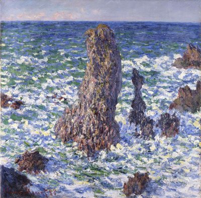 As pirâmides de Port-Coton, efeito do sol, 1886. de Claude Monet
