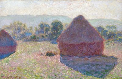 Les meules a midi (Palheiros, meio-dia) - Pintura de Claude Monet (1840-1926), óleo sobre tela, 65,6 x 100,6 cm de Claude Monet