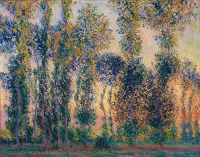 Choupos em Giverny (França), nascer do sol. Pintura de Claude Monet (1840-1926), óleo sobre tela de Claude Monet