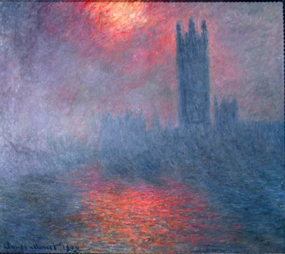 Londres, Parlamento, sol no meio do nevoeiro de Claude Monet