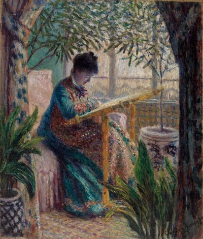 Bordado Madame Monet (Camille no ofício) de Claude Monet