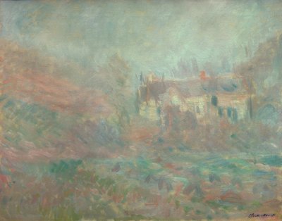Casas em Falaise, nevoeiro de Claude Monet