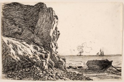 Monet - Falésias e mar, Sainte-Adresse, c. 1864, 1987.56 de Claude Monet