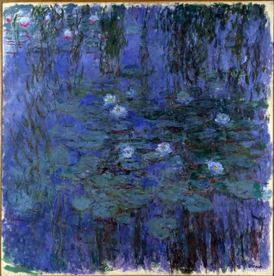 Pintura de ninfeias bleu de Claude Monet (1840-1926) 1916 Sol. 2x2 m Paris, Musee d