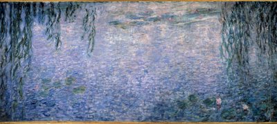 Ninfeias, manhã clara com salgueiro Tríptico parte central. Pintura de Claude Monet (1840-1926) 1914-1926 Dim. 2 x 4,25 m. Paris. Museu Orangerie de Claude Monet