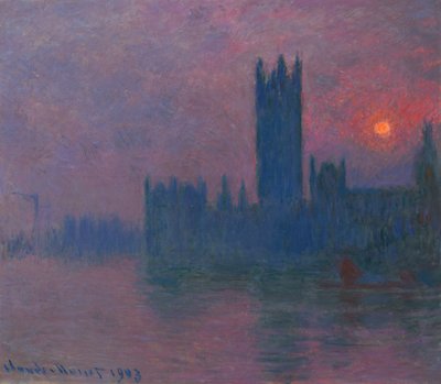Parlamento, sol poente, c.1900-03 (óleo sobre tela) de Claude Monet