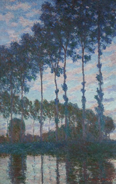 Choupos nas margens do Epte, efeito Evening, 1891 de Claude Monet