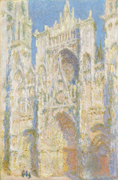 Catedral de Rouen, fachada oeste, luz solar, 1894. de Claude Monet