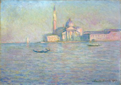 Saint George Major (Veneza, Itália) (A Igreja de San Giorgio Maggiore, Veneza) - Pintura de Claude Monet (1840-1926), óleo sobre tela de Claude Monet