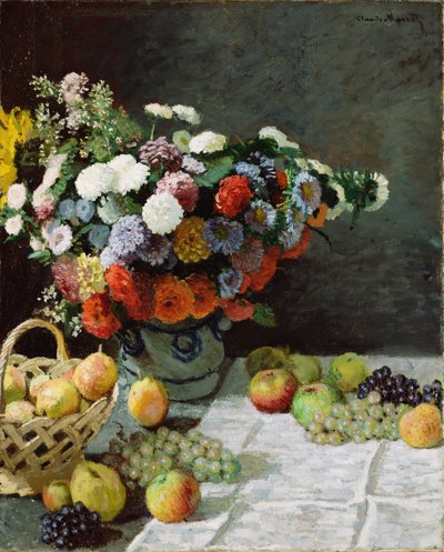 Natureza morta com flores e frutas, 1869 de Claude Monet