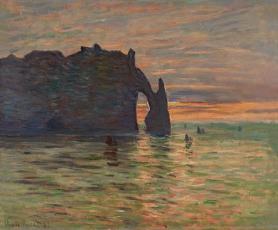 Pôr do sol em Étretat, 1883. de Claude Monet