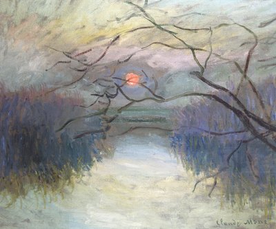 Pôr do sol no rio Sena em Vétheuil, 1880 de Claude Monet