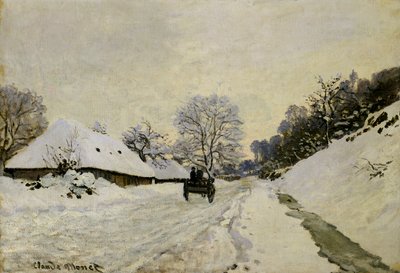 O carrinho ou estrada sob neve em Honfleur, 1865 de Claude Monet