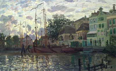 A barragem em Zaandam, à noite de Claude Monet