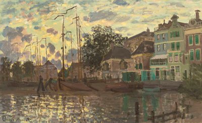 A represa em Zaandam, noite, 1871. de Claude Monet